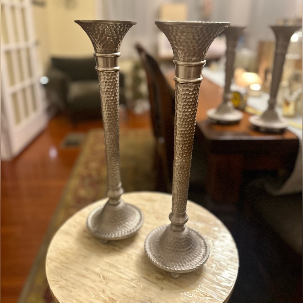 Southern Living Home Tall Hammered Candlesticks